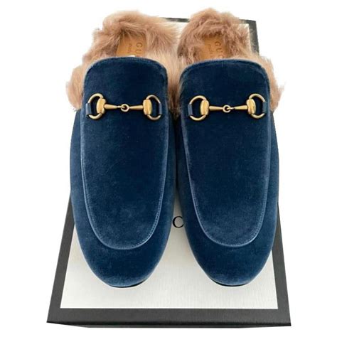 gucci blue mules|gucci suede mules.